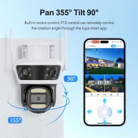 Tuya & Smart Life App WiFi PTZ Dreifachlinsen Kamera mit Nachtsicht & Bewegungsmelder